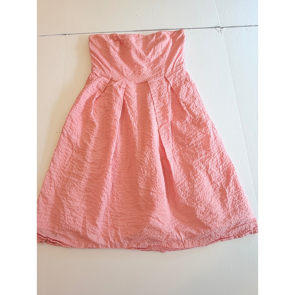 J.Crew Pink Seersucker Strapless Fit and Flare Dress Cotton Size 4